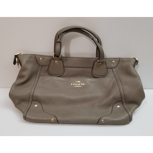 RARE Coach Mickie Gray Smooth Leather Satchel Purse Handbag Crossbody Bag 25032E - Picture 1 of 12